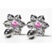 Sterling Silver Light Rose Cubic Zirconia Ladies Cluster Stud Earrings