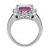 Ladies 6.90 ct. Emerald Cut Ruby And Round Diamond Anniversary Ring in Platinum