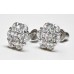 Cubic Zirconia Stud Earrings with Round CZ in White Gold Plated Sterling Silver