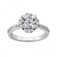 Ladies' 1.68 Ct Tw Round Cut Diamond Halo Engagement  Ring in Platinum