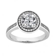 Lady's 1.85 ct. Round Cut Diamond Accented Engagement Ring in 18 Kt White Gold