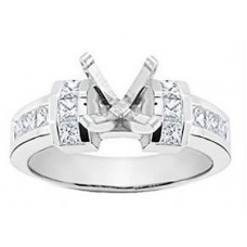 Ladies 1.00 CT Princess Cut Diamond Engagement Semi Mounting in 18K White Gold