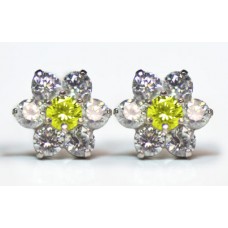 Sterling Silver Light Topaz Cubic Zirconia Ladies Cluster Stud Earrings