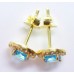 Cubic Zirconia Gold Plated Sterling Silver Stud Earrings with Aquamarine