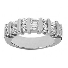  Ladies 2.00 CT Round and Baguette Cut Diamond Wedding Band Ring 14 kt. Copy