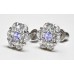 Cubic Zirconia Stud Earrings with Light Sapphire in Gold Plated Sterling Silver