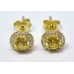 Cubic Zirconia Gold Plated Sterling Silver Stud Earrings with Light Topaz