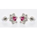 Ruby CZ 925K Sterling Silver Ladies Cluster Stud Earrings