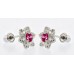 Ruby CZ 925K Sterling Silver Ladies Cluster Stud Earrings