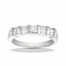 Diamond Club 0.75 ct. Wedding Band with Baguette & Round Diamond in Bar Mounting