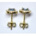 Cubic Zirconia Gold Plated Sterling Silver Stud Earrings with Light Sapphire 