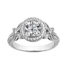 Butterfly-inspired 2.50 ct. TW Round Diamond Vintage Engagement Ring in Platinum
