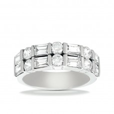 Diamond Club 2.20 ct. Wedding Band with Baguette & Round Diamonds in Bar Set