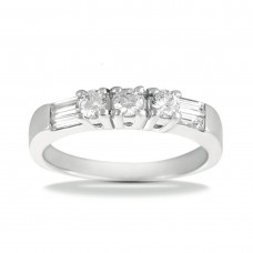 Diamond Club 0.92 ct. Wedding Band with Round and Baguette Accent Diamonds