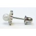 Gold Plated Sterling Silver Pearl with Cubic Zirconia Stud Earrings