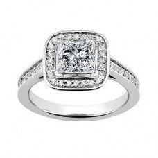 2.35 ct. TW Princess Diamond Engagement Ring in Platinum Halo Mounting