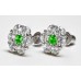 Cubic Zirconia Stud Earrings with Emerald in White Gold Plated Sterling Silver