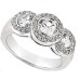 Ladies 3.10 ct. tw Round Diamond Three Stone Framed Ring in 14 kt White Gold 