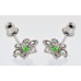 Emerald CZ .925K Sterling Silver Ladies Cluster Stud Earrings