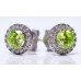 Cubic Zirconia White Gold Plated Sterling Silver Stud Earrings with Peridot
