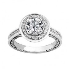 Ladies' 2.39 ct Round Diamond Antique Like Engagement Ring in 18 Kt White Gold